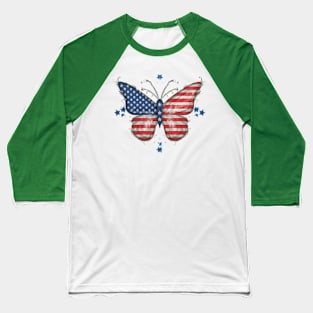 Butterfly-America-Flag Baseball T-Shirt